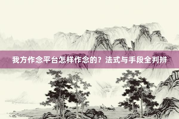 我方作念平台怎样作念的？法式与手段全判辨